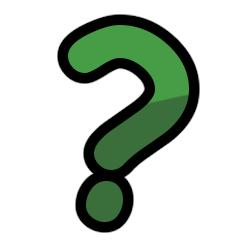 a green question mark with black outline.